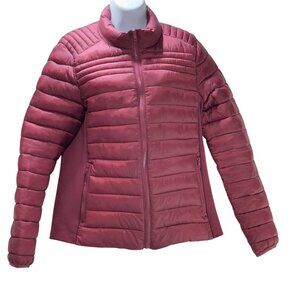 Ci Sono Womens Quilted Puffer Jacket Burgundy Full-Zip Long Sleeve Size Large